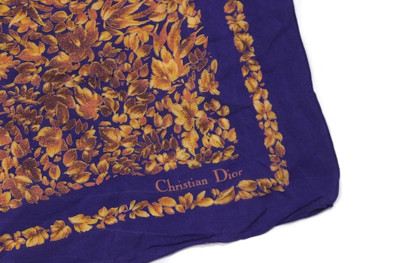 Christian Dior 90S Leaves Monogram Silk Scarf Vin… - image 2