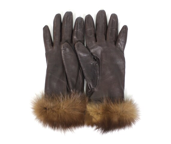 Yves Saint Laurent Rive Gauche Leather Gloves Vin… - image 3