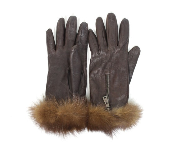 Yves Saint Laurent Rive Gauche Leather Gloves Vin… - image 1