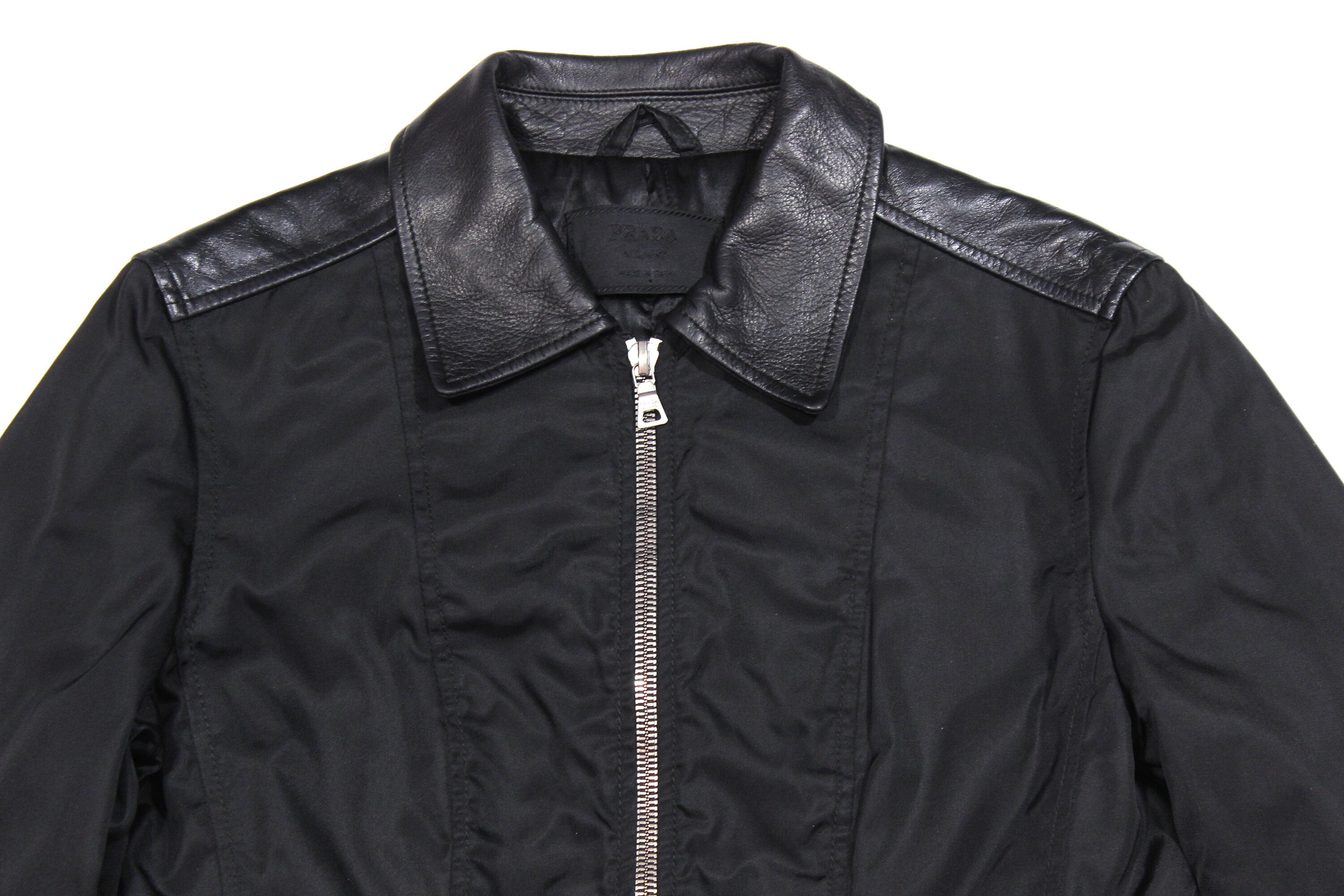 Prada 90S Mainline Nylon Leather Jacket Vintage - Etsy Prada 90S Mainline Nylon Leather Jacket Vintage - Etsy