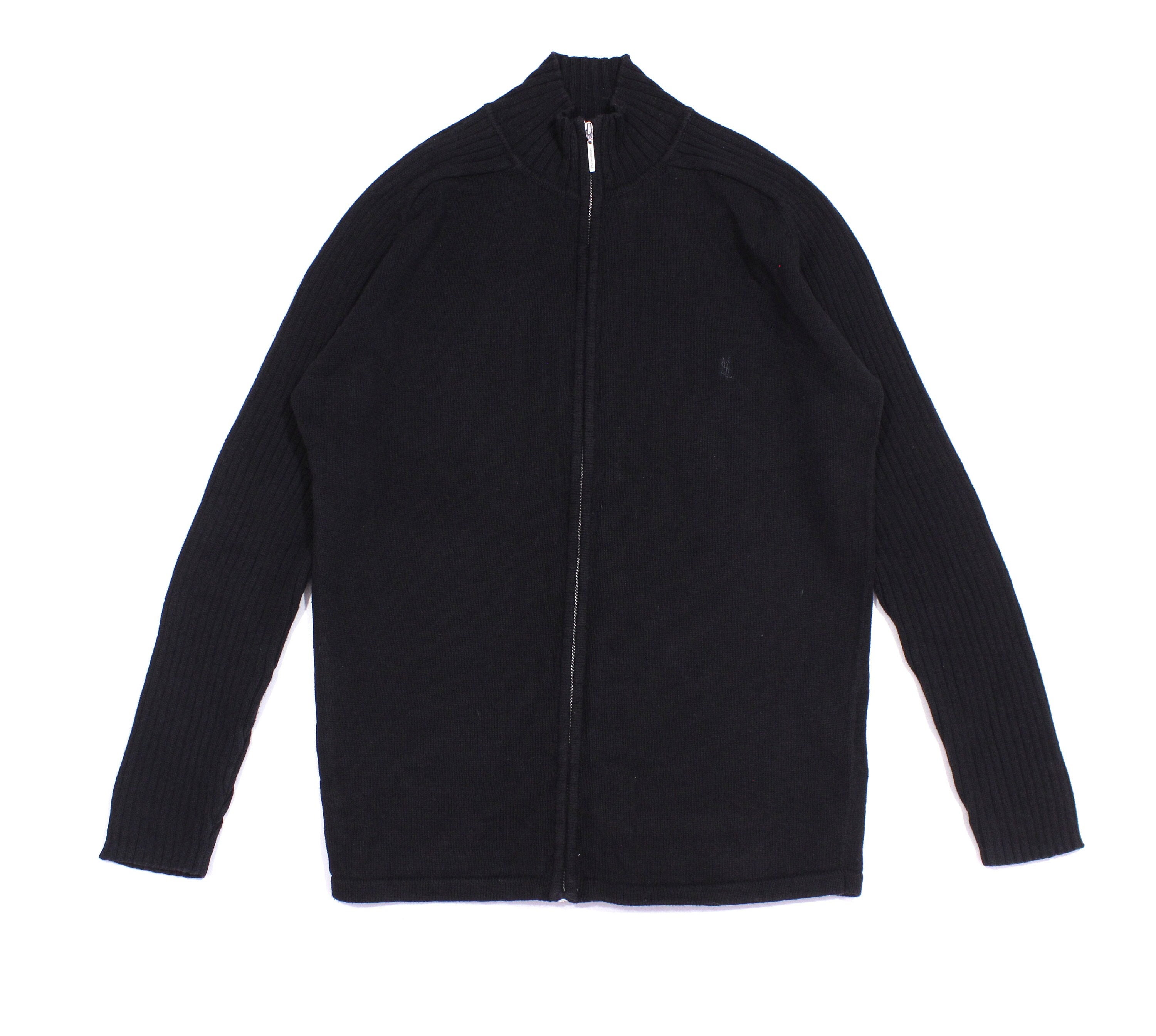 Yves Saint Laurent 90S YSL Logo Zip Knit Vintage Hong Kong Yves Saint Laurent 90S YSL Logo Zip Knit Vintage Hong Kong
