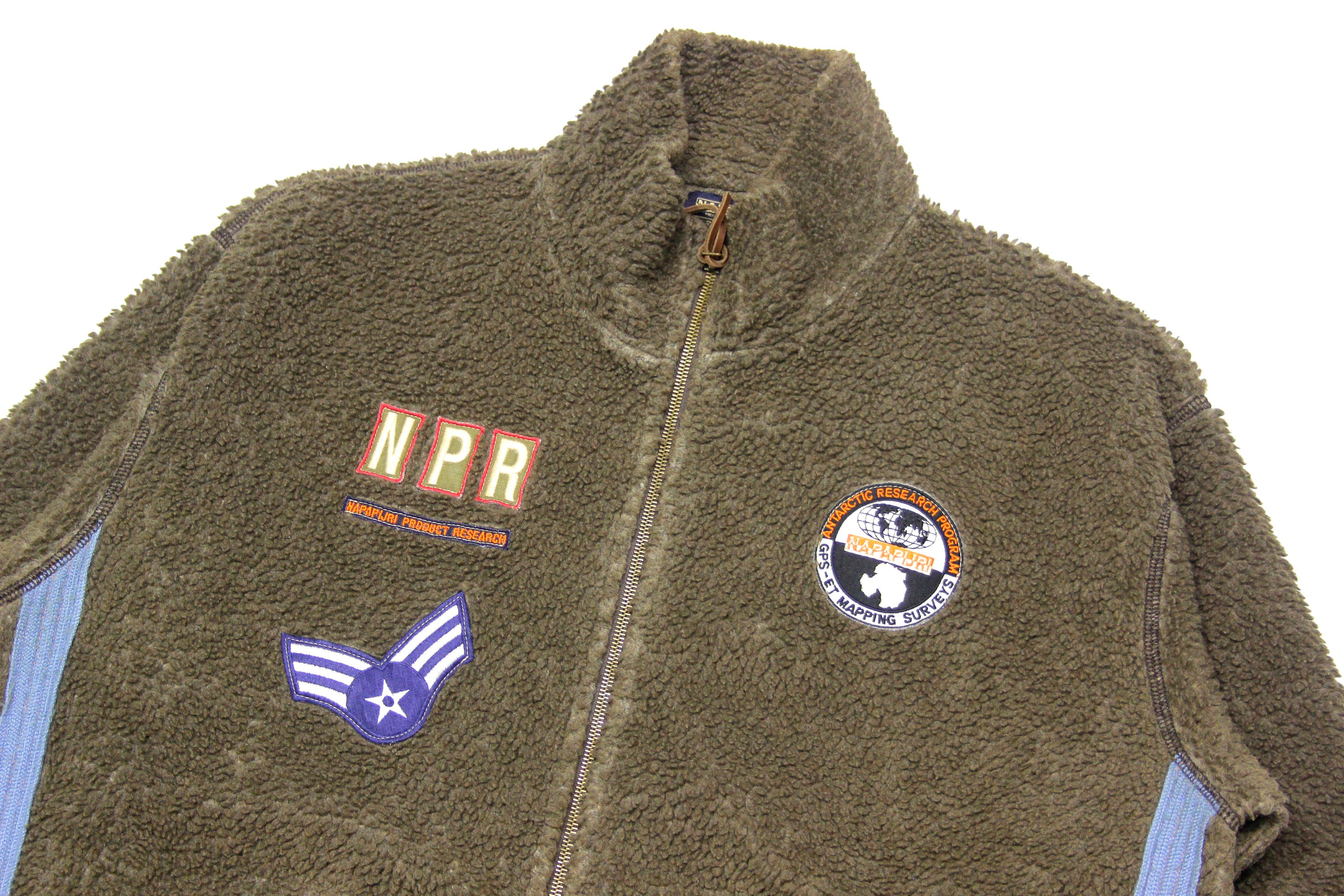 Napapijri Vintage Big Flag Curly Sherpa Fleece Jacket Made in