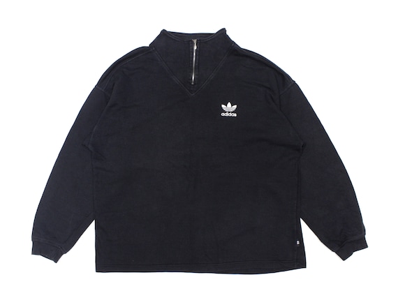 Adidas Vintage 90S Logo Washed Baggy Zip Sweatshir