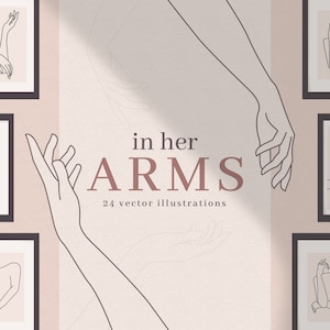 In Her Arms | Feminine Hands & Arms Illustrations - lineart hands graphics - hands clipart - arms clipart - female hands