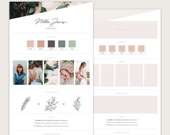 Brand femminile Board Template | Mood Board Template | Modello della scheda di marca per i progettisti | Scheda di marca per Photoshop