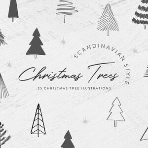Scandinave Christmas Tree Clip Art - Illustrations de Noël - Winter Clip Art - DIY Christmas Card Clip Art