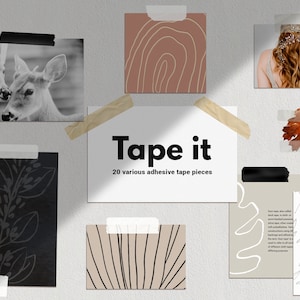 20 Adhesive Tape Pieces for Digital Designs - Realistic Tape Clipart - Duct Tape Clipart - Scotch Tape Graphics - Masking Tape Clipart