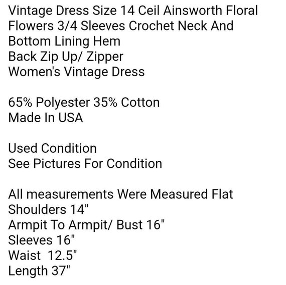 Vintage Dress Size 14 Ceil Ainsworth Floral Flowe… - image 8