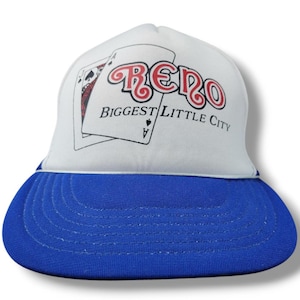 Vintage Hat Vintage Reno Biggest Little City Hat Black Jack Vintage Trucker Hat By Size-A-Just Hats OSFM One Size Fits Most Vintage Snapback