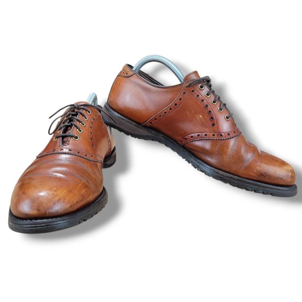 Men\'s Footjoy brown oxford style leather shoes, size 10 Mens Footjoy Classic VTG Cognac Brown Leather Wingtip Oxford  main image 2