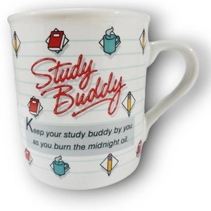 Hallmark Mug Mates Vintage 1985 Study Buddy Books Pencils School Coffee Mug Tea Cup Vintage Mug