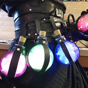 Round LED Potion Bottle with Leather Holder
