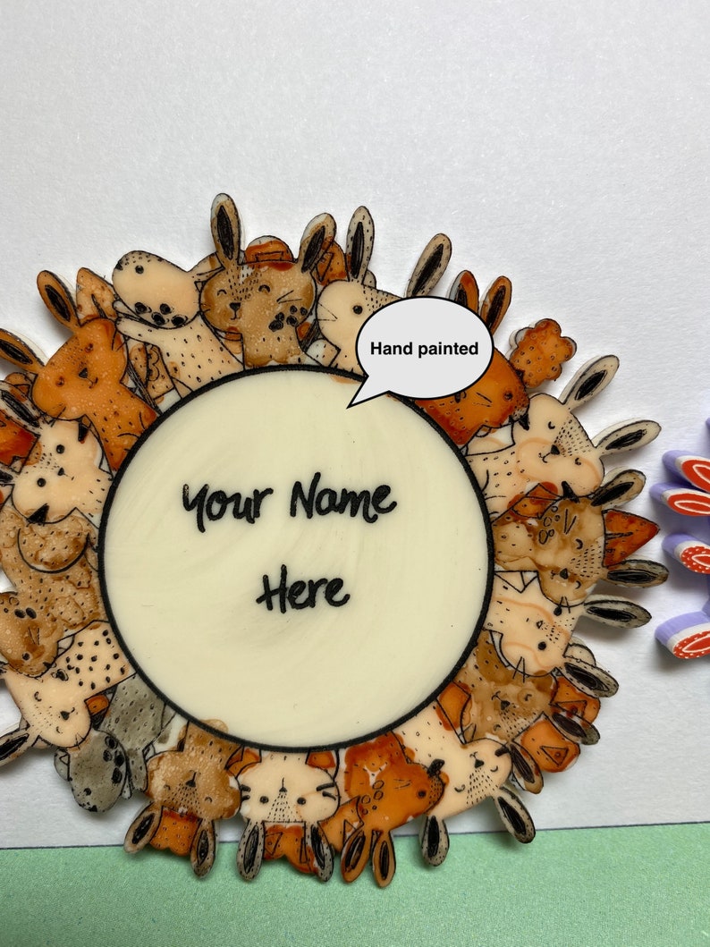 Bunnies Galore Name Brooch Custom piece