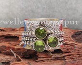 Peridot ring Spinner Ring 925 Silver Ring stress ring anxiety Ring Fidget Ring Spinning Ring Bohemian Ring Women Ring Statement Ring