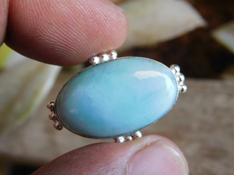 Larimar Ring* solid Sterling Silver ring* Larimar cabochon Ring* Larimar jewelry* Larimar gemstone Ring* men/'s ring* gift for her*rings*A382