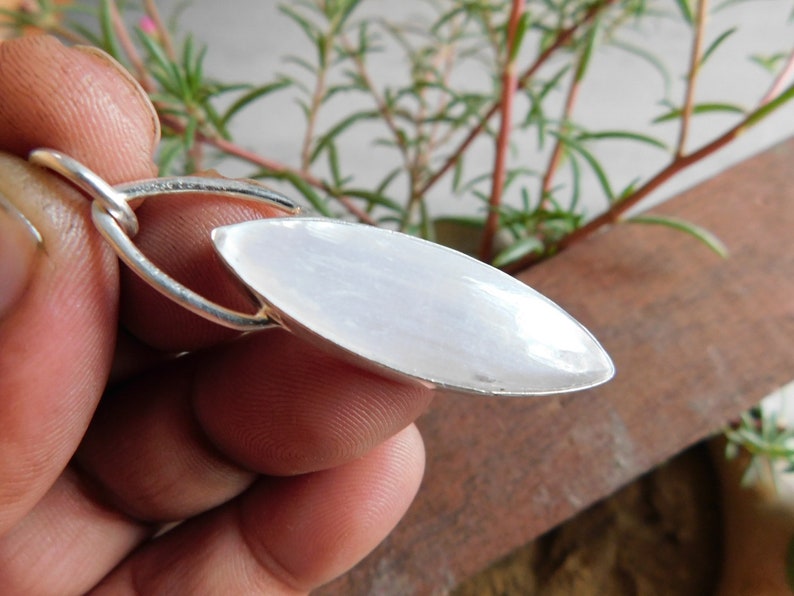 Selenite pendant* sterling silver pendant* vintage pendant* Selenite gemstone pendant* White Selenite cabochon pendant* gift for her*P538