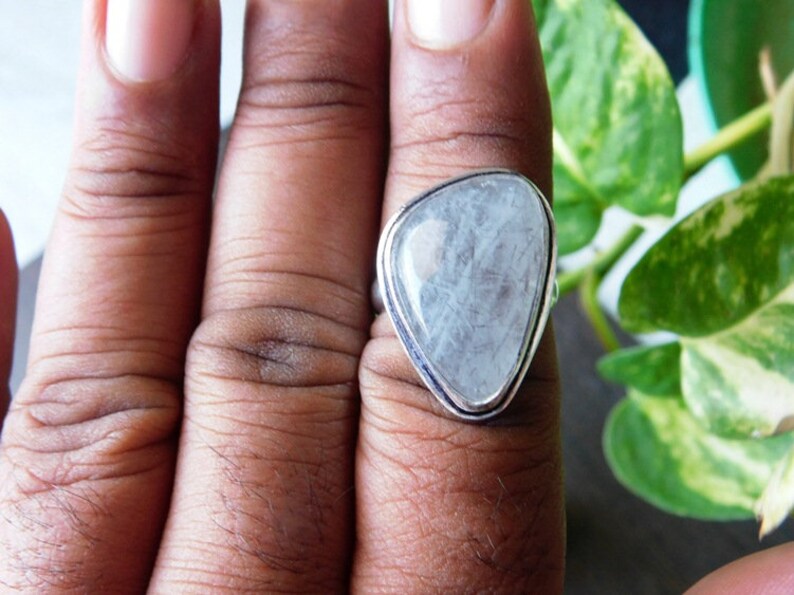 Rutileted Quartz Gemstone Ring rutile Ring Solid sterling silver Ring,Rutile Gemstone ring,mens ring, R-460 black rutile ring US size-8