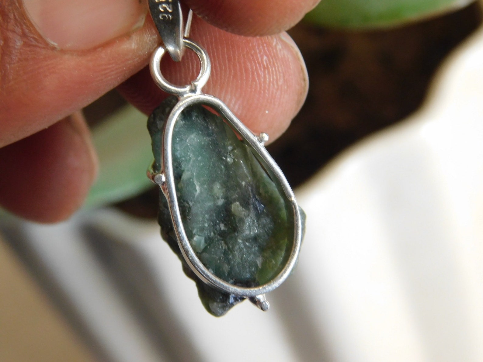 Raw Emerald Pendant Rough Emerald Gemstone Pendant Sterling - Etsy UK
