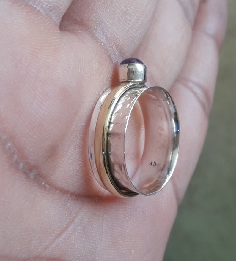 Amethyst Spinner band Ring* Anxiety Ring* Fidget Ring*925 Silver Ring*Spinning Ring*Bohemian Ring*Women Ring*gift for her Ring*Promise Ring*