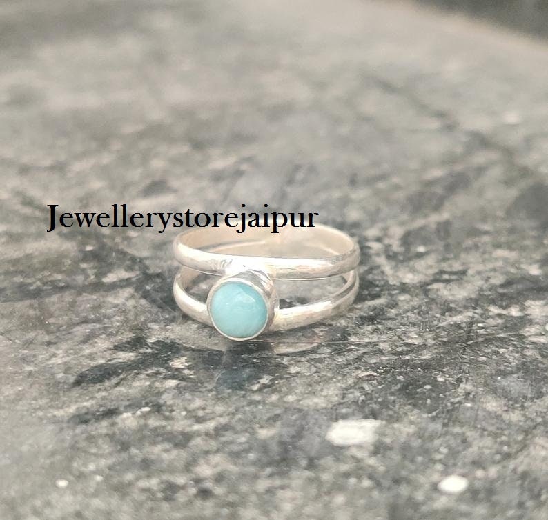 Silver Larimar Ring* handmade ring* blue silver ring* minimalist ring* larimar ring* silver statement ring* oval shape ring* gift for women*