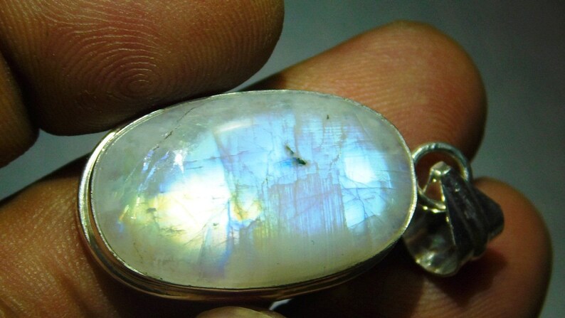 moonstone cabochon Pendant sterling silver pendant Necklace,Rainobow Moonstone Pendant,Moonstone jewelry, Rainbow Moonstone Pendant P-25