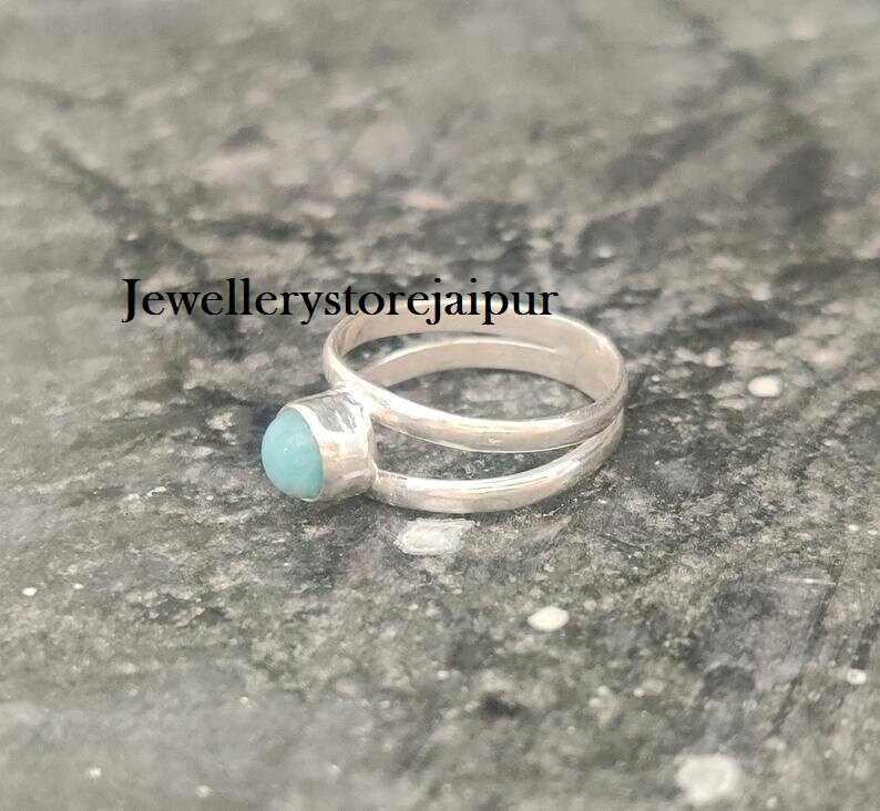 Silver Larimar Ring* handmade ring* blue silver ring* minimalist ring* larimar ring* silver statement ring* oval shape ring* gift for women*