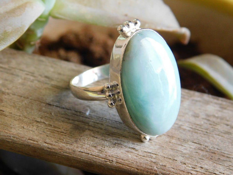 Larimar Ring* solid Sterling Silver ring* Larimar cabochon Ring* Larimar jewelry* Larimar gemstone Ring* men/'s ring* gift for her*rings*A382