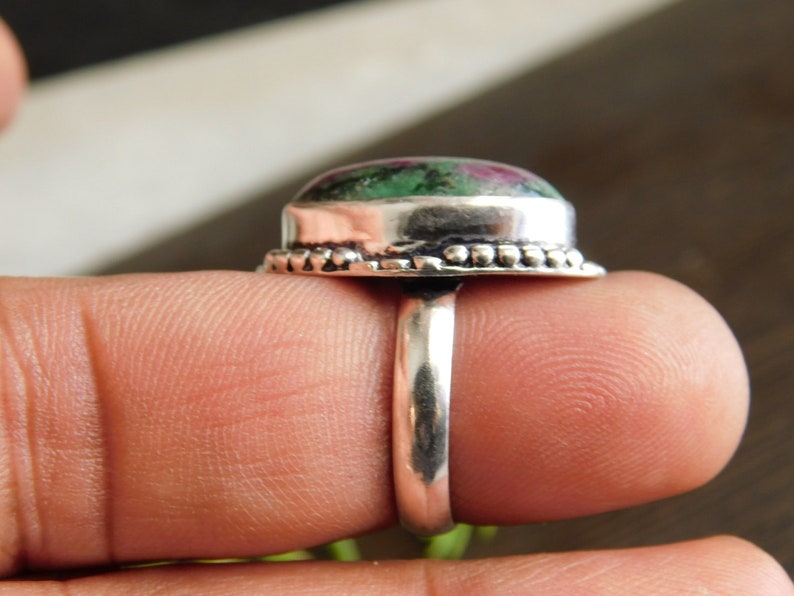 stone ring US size-6.5 Sterling Silver Ring R-957 gift ring, Handmade Ring boho Ring,ruby zoisite Gemstone Ring ruby zoisite Ring