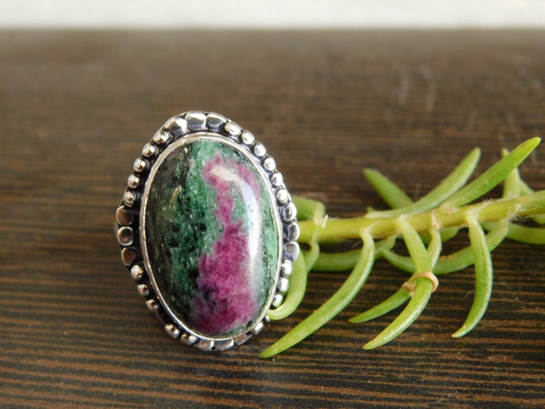 stone ring US size-6.5 Sterling Silver Ring R-957 gift ring, Handmade Ring boho Ring,ruby zoisite Gemstone Ring ruby zoisite Ring