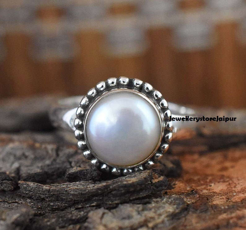 Pearl /sterling Silver Ring/genuine Pearl Ring/natural Pearl - Etsy