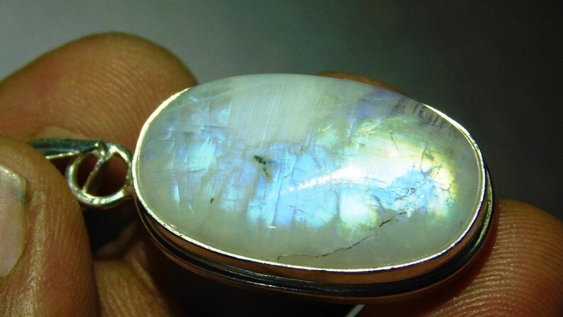 moonstone cabochon Pendant sterling silver pendant Necklace,Rainobow Moonstone Pendant,Moonstone jewelry, Rainbow Moonstone Pendant P-25