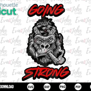 Logotipo de Gorilla Going Strong / Jpg Svg Eps Png Dfx / Archivos de corte para Silhouette Cameo o Cricut
