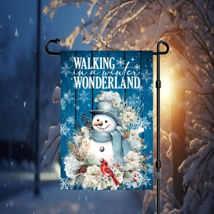 Winter Wonderland Garden Flag: Double Sided Snowman Decor, 12x18