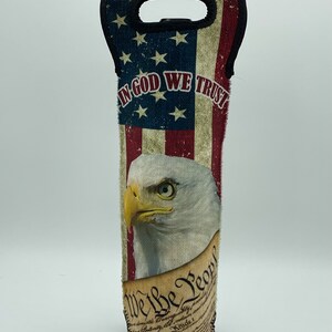 Patriotic Reusable Fabric Wine Gift Bag/Tote