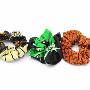 African Print Scrunchies Wax Ponytail Holders 3 Pack Ankara Hair Scrunchies Women Elastic Hair Ties