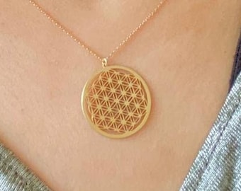 Flower of Life Necklace, Gold Necklace, Celestial Necklace, Gift to Her, Mothers Day Gift