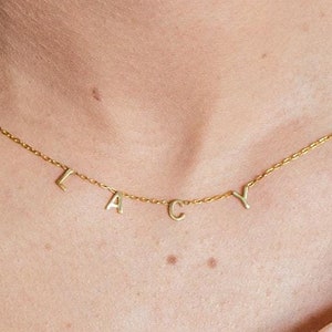 14k Gold Initial Name Necklace, Charm Necklace, Monogram Necklace, Gift to Her, Sterling Silver Necklace, Christmas Gift, Rose Gold Initial