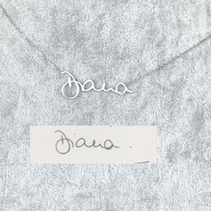 Collar con escritura a mano, joyería con escritura a mano, collar con firma, nombre cortado con láser, escritura a mano, collar personalizado, regalos de Navidad
