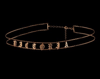 Gothic Choker, Name Necklace, Nu, Goth, Victorian Choker, Goth Necklace, Gold Choker, Victorian Gothic, Gift to her, Layered Choker, Silver