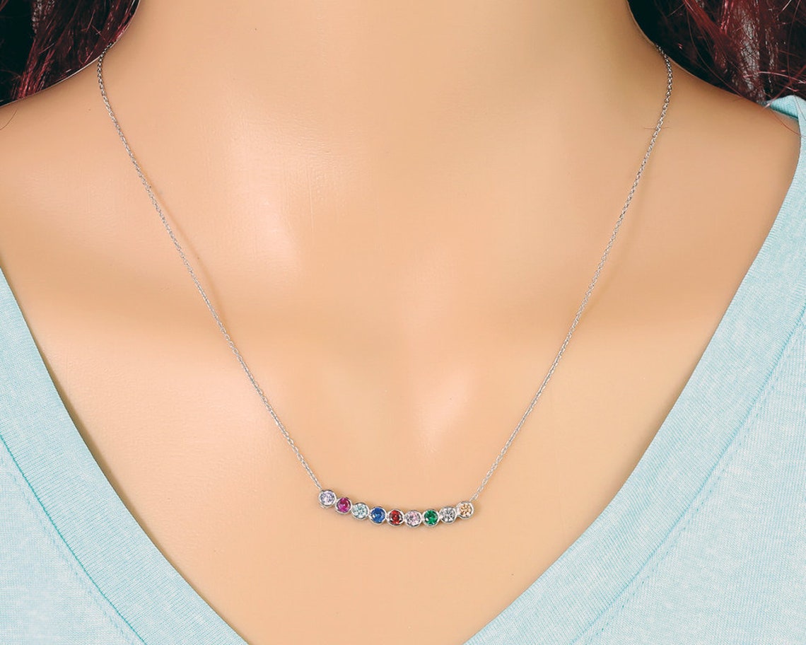 Multiple Birthstone Necklace Celestial Birthstone Necklace Etsy