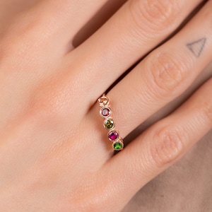 Multi Stone Ring •  Birthstone Ring • Sterling Silver Multi-Stone Ring • Family Birthstone Ring • Personalized Birthstone Ring