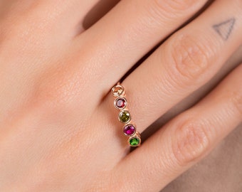 Multi Stone Ring •  Birthstone Ring • Sterling Silver Multi-Stone Ring • Family Birthstone Ring • Personalized Birthstone Ring