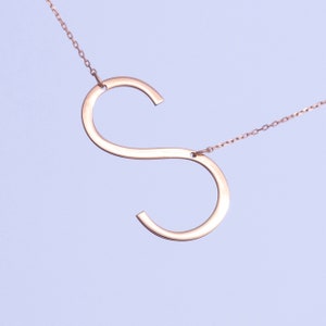 Alexis Necklace, Large Initial Sideways Necklace, Large Icon Necklace, Gold Letter Necklace, Schitt's Creek's Star Alexis' Necklace image 4