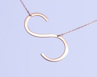 Alexis Necklace Large Initial Sideways 