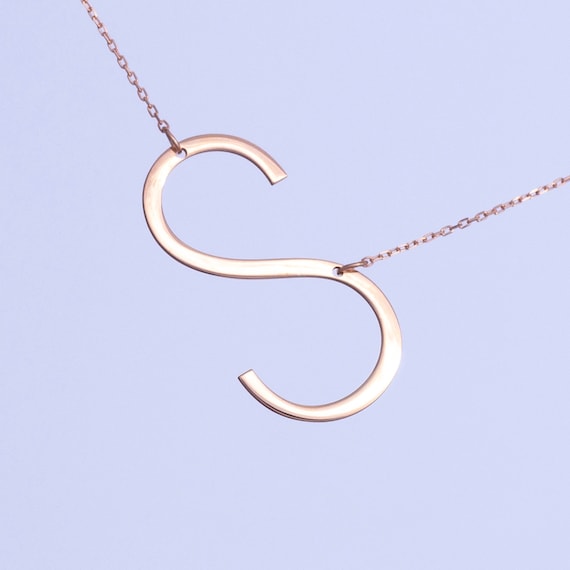 Letter s sale necklace rose gold