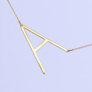 Alexis Necklace, Large Initial Sideways Necklace, Large Icon Necklace, Gold Letter Necklace, Schitt's Creek's Star Alexis' Necklace image 2