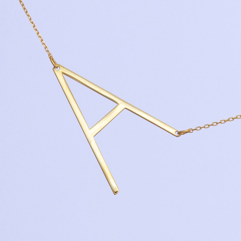 Alexis Necklace, Large Initial Sideways Necklace, Large Icon Necklace, Gold Letter Necklace, Schitt's Creek's Star Alexis' Necklace image 2