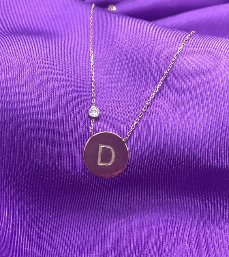 Initial Necklace Birthday Gift Circle Necklace Gold Etsy