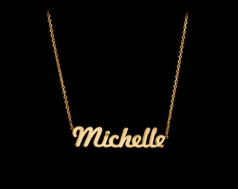 Personalized Name Necklace: 14k Gold Plated Sterling Silver, Laser Cut