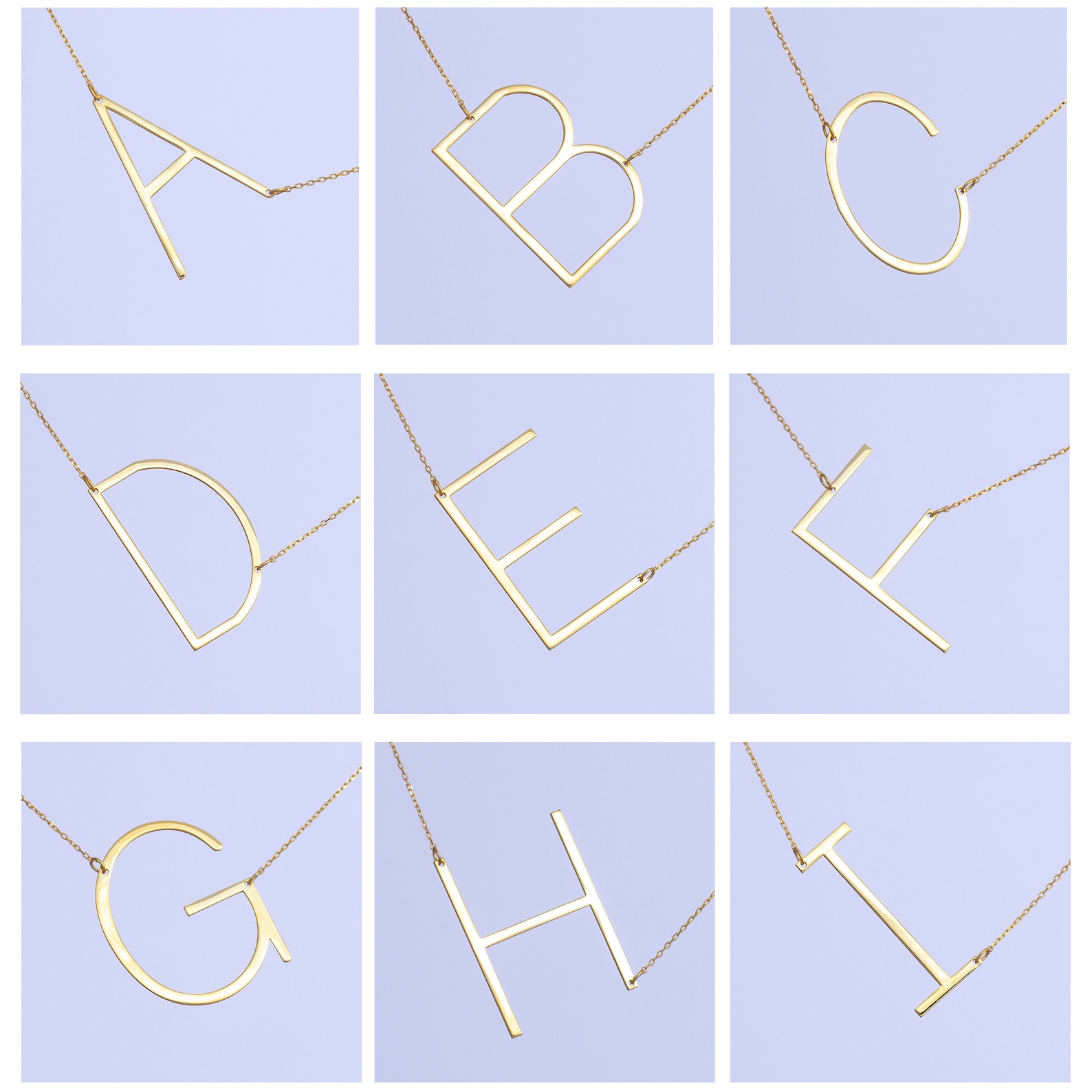 Alexis Necklace, Large Initial Sideways Necklace, Large Icon Necklace